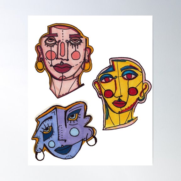 Faces Poster Wall Art, Modern Wall Decor For Living Room Bedroom, 16x24 UNFRAMED