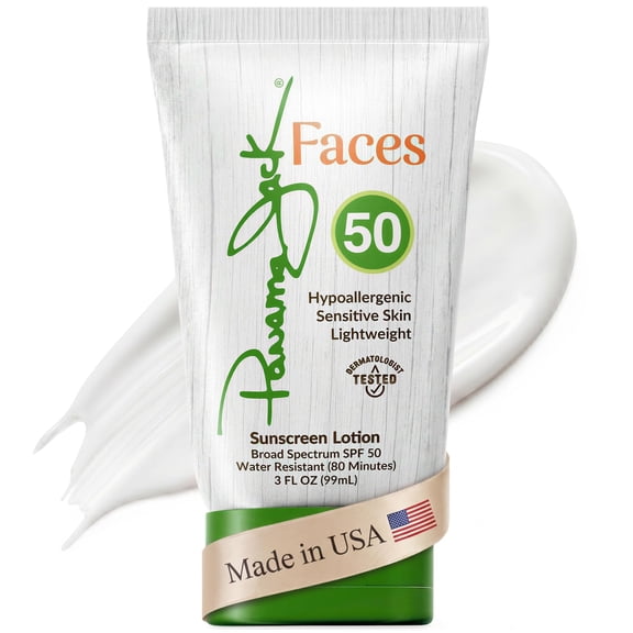 Panama Jack Faces Broad Spectrum Sunscreen Lotion, Gentle Face Sunscreen, SPF 50, 3 fl oz