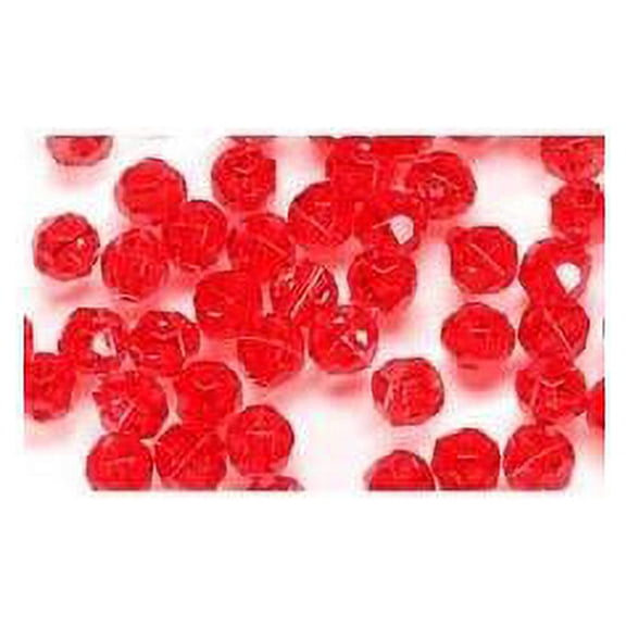 Faceted Plastic Beads - Transparent Christmas Red - 8Mm - 480 Pieces