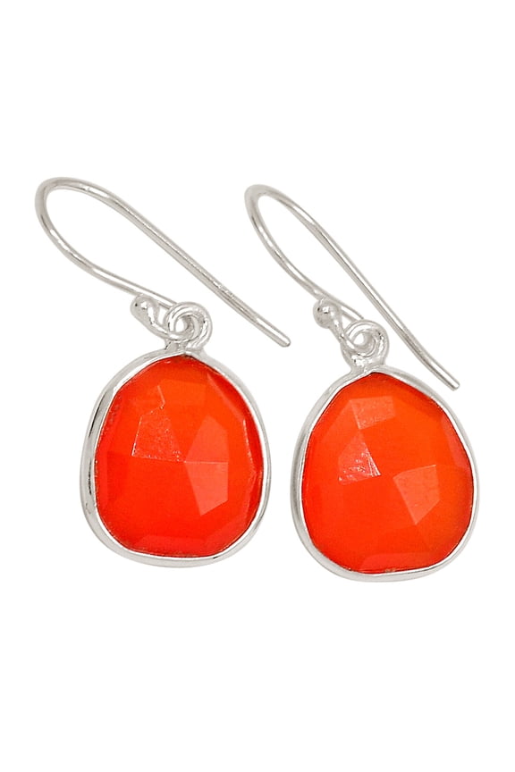 Faceted Carnelian 925 Sterling Silver Earrings Jewelry ALLE-16696