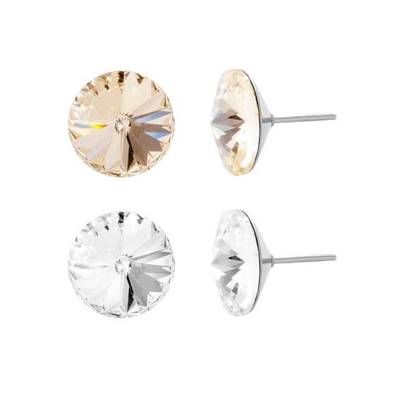 Faceted Crystal Duo Stud Earring Set made with Swarovski Crystals
