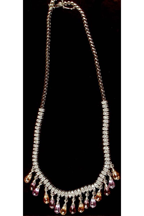 Faceted Cubic Zirconia Designer Dangling Drop Necklace