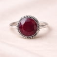 thumbnail image 1 of Faceted Cut Red Ruby Ring, 925 Sterling Silver, Handmade Minimalist Statement Ring for Women, 1 of 2