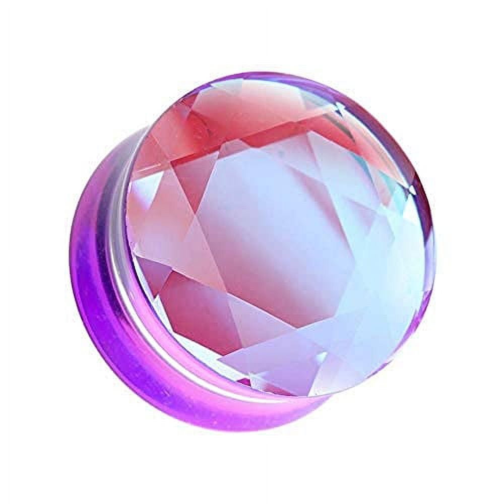 Faceted Glass Double Flared Ear Gauge Plug