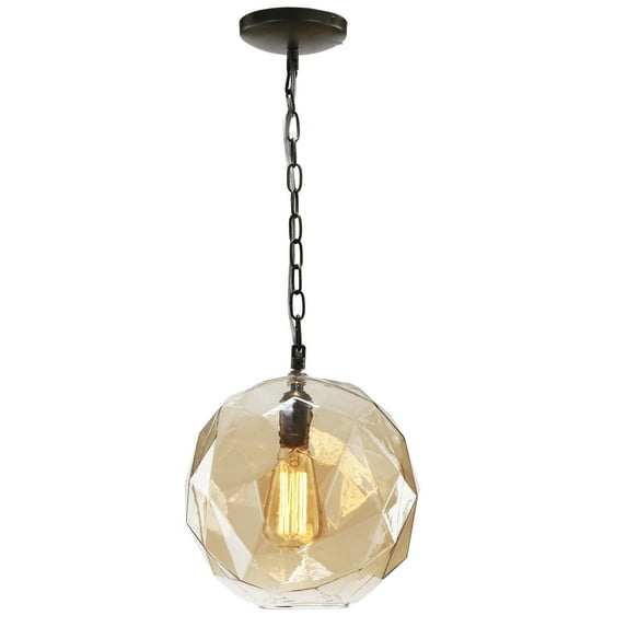 Faceted Glass Pendant Light 10"X12.5"