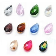 WEIYAN KJ Faceted Glass Pendants Teardrop Mixed Color 22x13x8.5mm Hole: 1mm