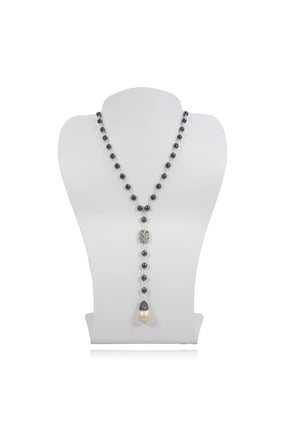 Faceted Hematite Lariat Necklace
