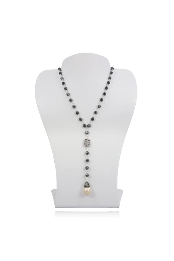 Faceted Hematite Lariat Necklace