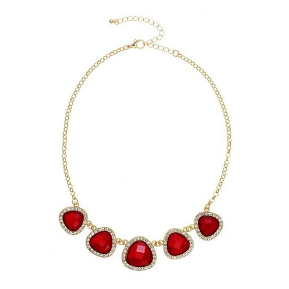 Faceted Lucite with Rhinestone Graduated Necklace