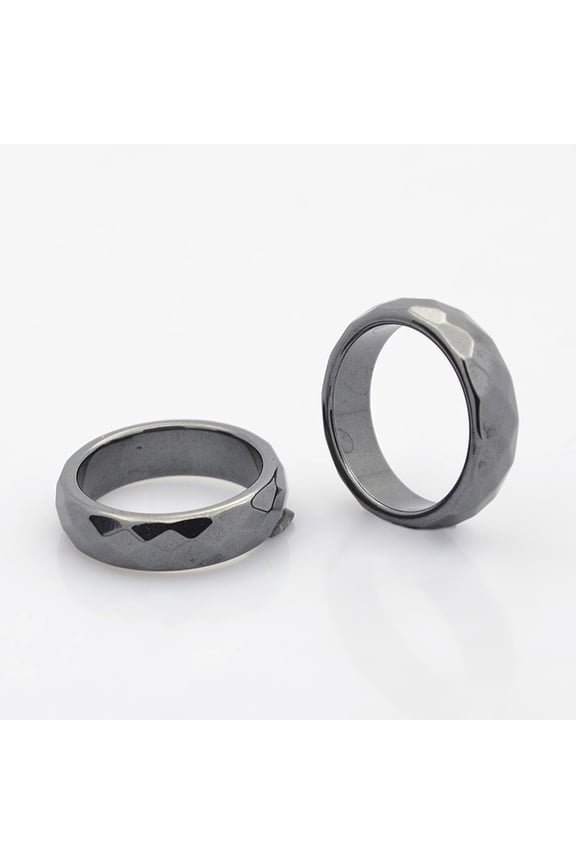 Faceted Magnetic Hematite Finger Rings Black 19mm DIY