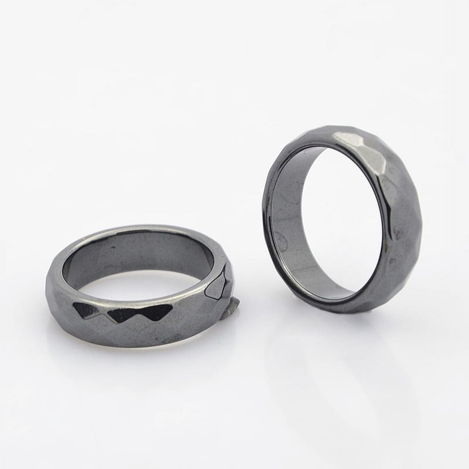 Faceted Magnetic Hematite Finger Rings Black 19mm - Walmart.com
