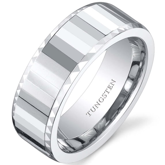 Faceted Mirror Finish 8mm Mens Tungsten Band Size 13