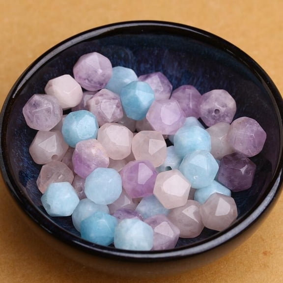 Faceted Morganite Crystal Loose Beads Corner Cut Stone Beads for Bracelet Necklace DIY Jewelry Making Craft Supplies