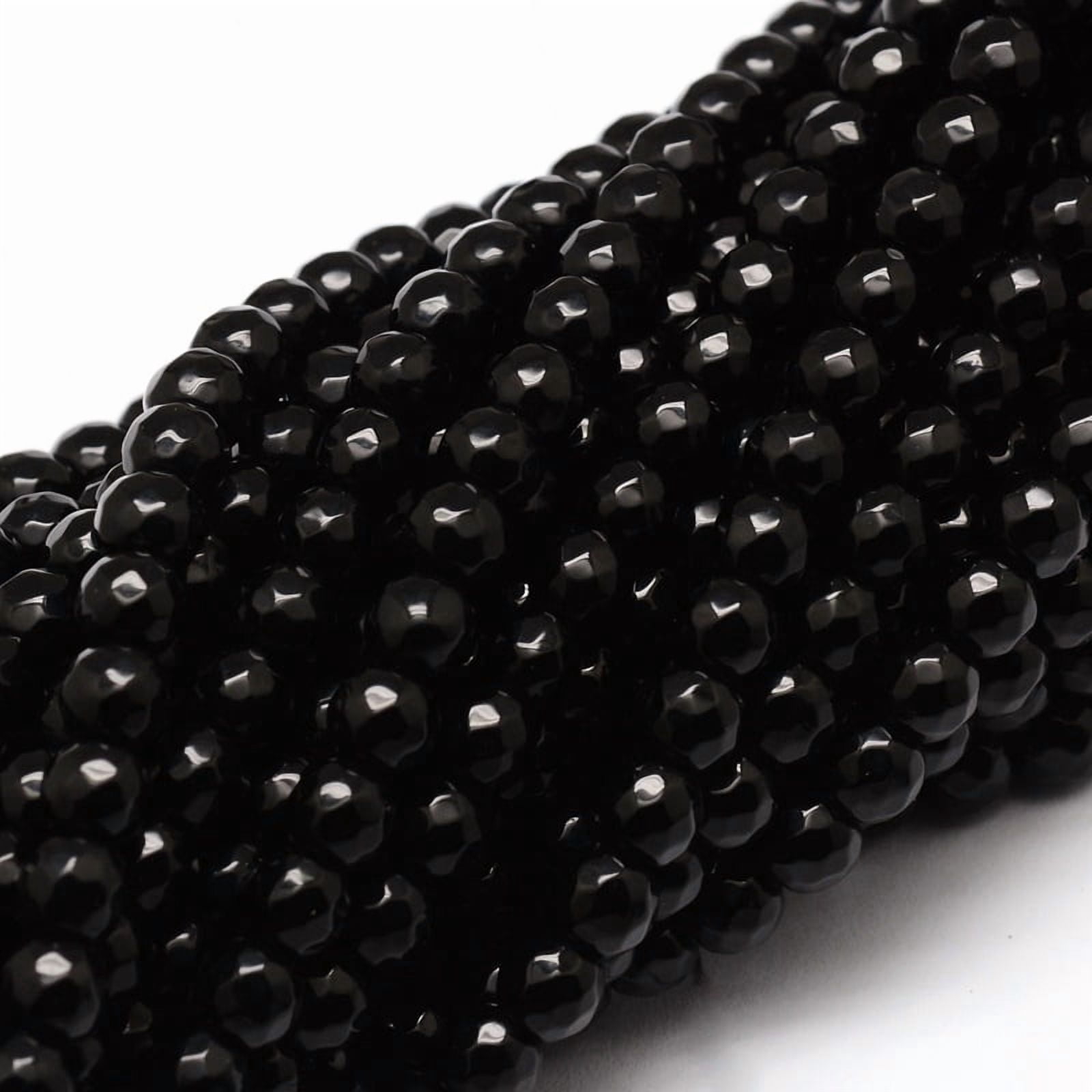 Faceted Natural Black Onyx Round Beads Strands Dyed Black 6mm Hole: 1mm about 64pcs/strand 14.7 inch