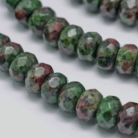 Faceted Natural Ruby in Zoisite Rondelle Beads Strands Dyed 8x5mm Hole: 1mm about 76pcs/strand 14.5~15 inch for DIY