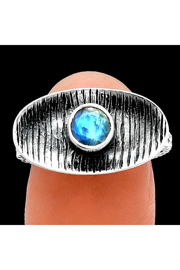 Faceted Rainbow Moonstone - India 925 Sterling Silver Ring s.7 Jewelry R-1573 SDR244285