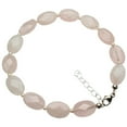 thumbnail image 1 of Faceted Rose Quartz Stone Oval Sterling Silver Bracelet Adjustable 7.75"+1", 1 of 2