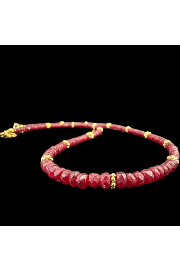 Faceted Ruby Beaded Necklace: Handmade Gemstone Jewelry