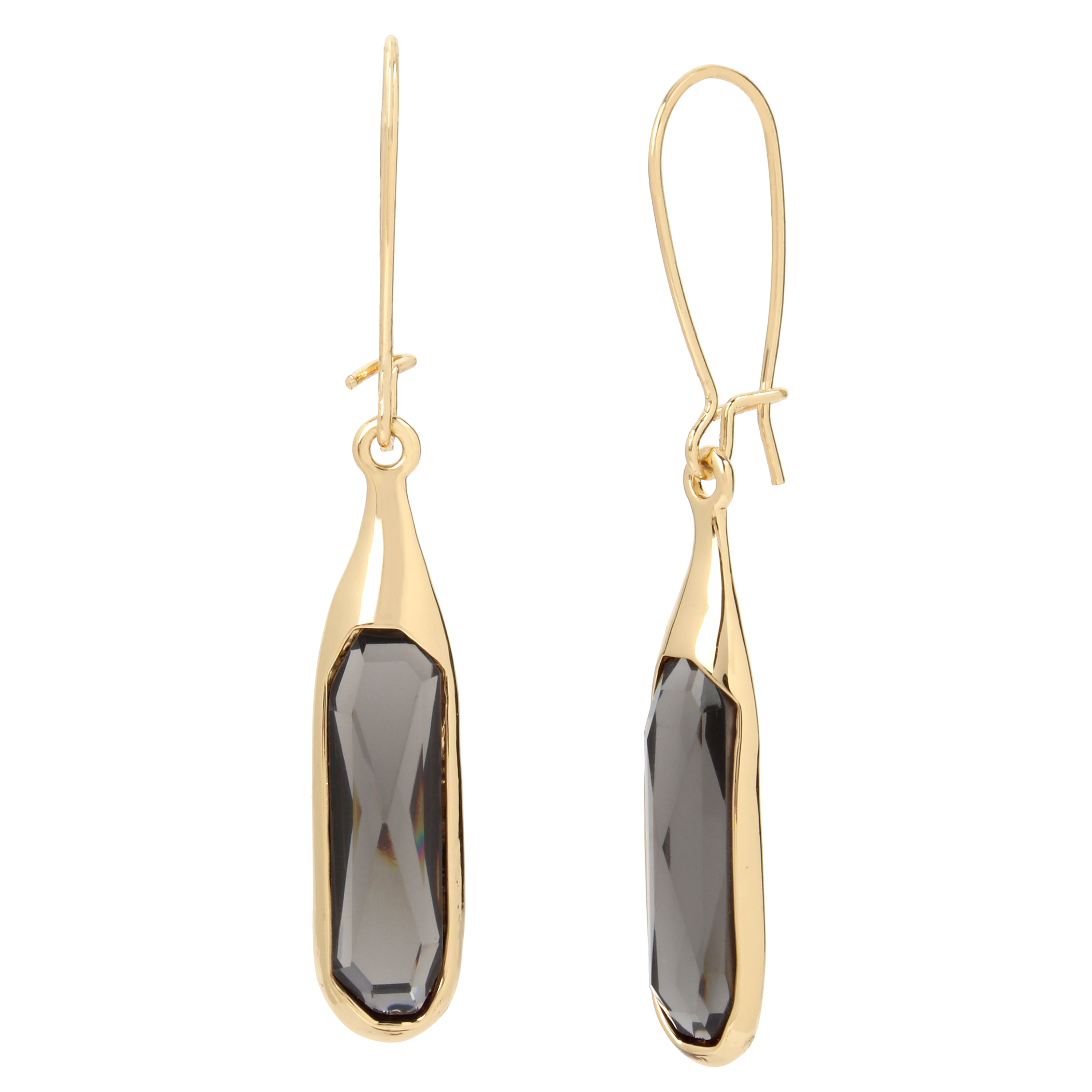 Faceted Stone Long Drop Goldtone Earrings