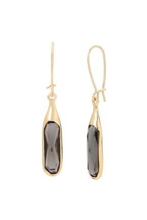 Faceted Stone Long Drop Goldtone Earrings