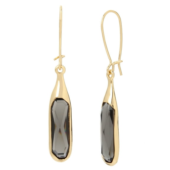 Faceted Stone Long Drop Goldtone Earrings