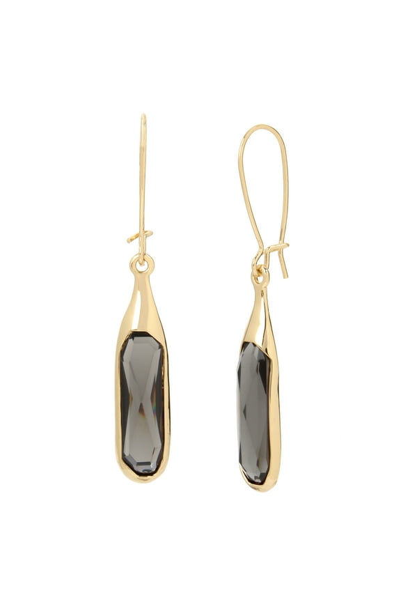 Faceted Stone Long Drop Goldtone Earrings
