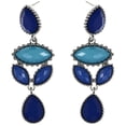 thumbnail image 1 of Faceted Teardrop Drop-Dangle-Earrings With Bead Accents Blue & Silver-Tone Colored #MQE035, 1 of 2