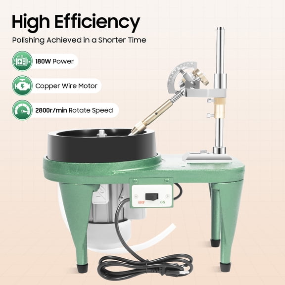 Faceting & Polishing Machine, 180W 110V Flat Grinder with 6" Disc & Manipulator, 2800r/min Lapidary Cutter for Crafting