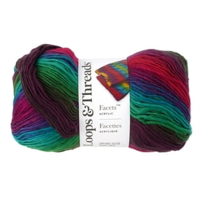 Facets Yarn by Loops & Threads - Yarn for Knitting - Crochet - Weaving - and Arts & Crafts - Multi - Acrylic - 3.5 oz