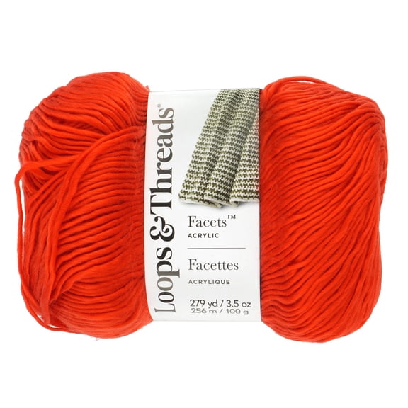 Facets Yarn by Loops & Threads - Yarn for Knitting - Crochet - Weaving - and Arts & Crafts - Orange - Acrylic - 3.5 oz