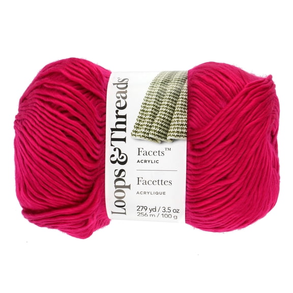 Facets Yarn by Loops & Threads - Yarn for Knitting - Crochet - Weaving - and Arts & Crafts - Pink - Acrylic - 3.5 oz
