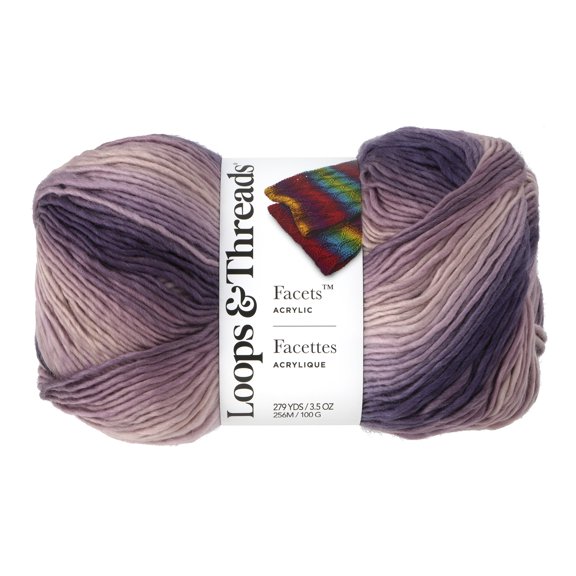 Facets Yarn by Loops & Threads - Yarn for Knitting - Crochet - Weaving - and Arts & Crafts - Purple - Acrylic - 3.5 oz