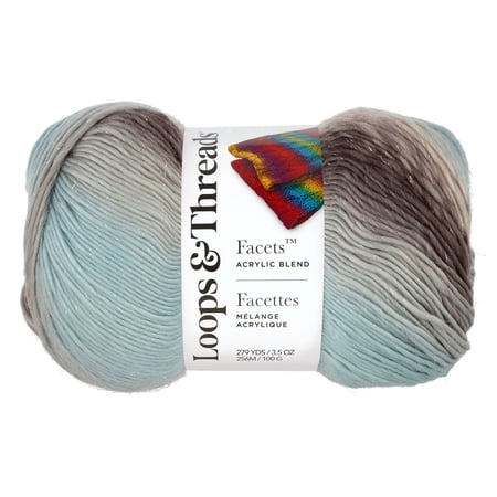 Facets Yarn by Loops & Threads - Yarn for Knitting - Crochet - Weaving - and Arts & Crafts - Slate - Acrylic - 3.5 oz