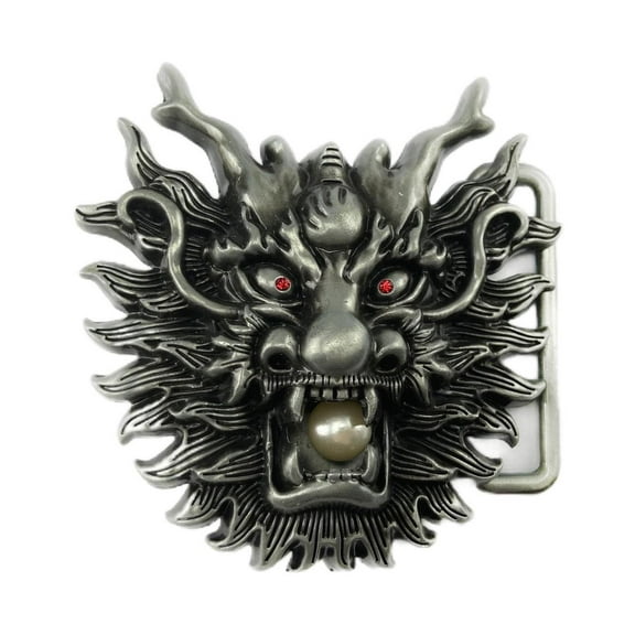 Fachoice Chinese Dragon Head Zodiac Belt Buckle for Men Red Dragon Eyes Belt Buckle, Dragon Head Ball Belt Buckle