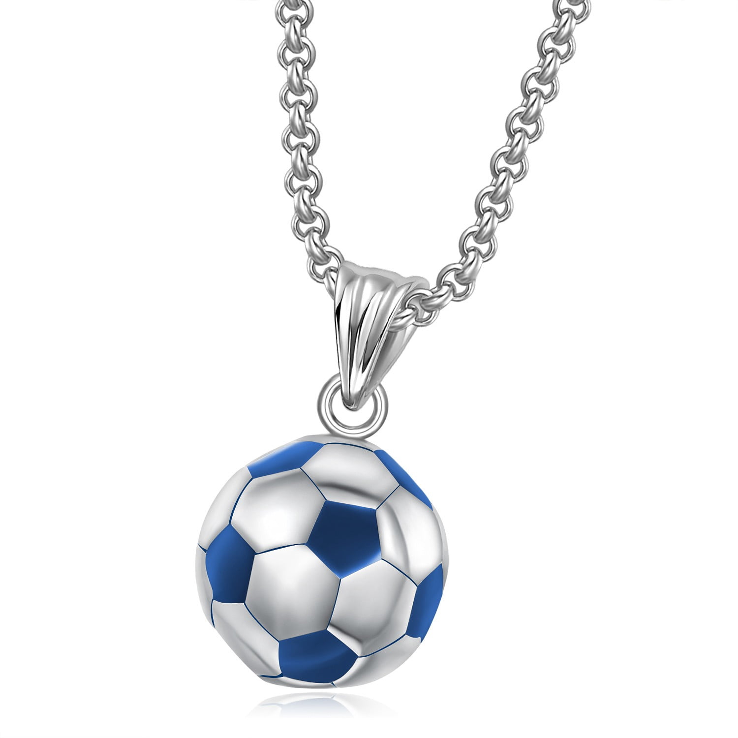 Fachoice Classic Soccer Ball Pendant for Men 3D Soccer Necklace, Hip Hop Soccer Ball Necklace Punk Soccer Ball Sports Necklace Men’s Vintage Football Jewelry Stylish Soccer Lover Charm Necklace