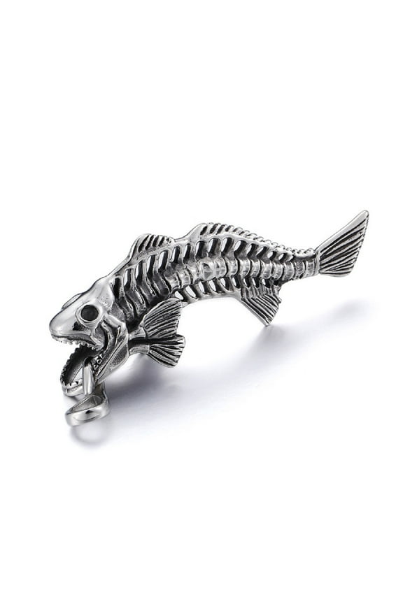 Fish Bone Pendant for Men Fish Skull Necklace, Gothic Fish Bone Necklace Cool Fish Bone Necklace Men’s Fish Skeleton Jewelry Punk Fish Bone Necklace Fish Skeleton Charm Necklace