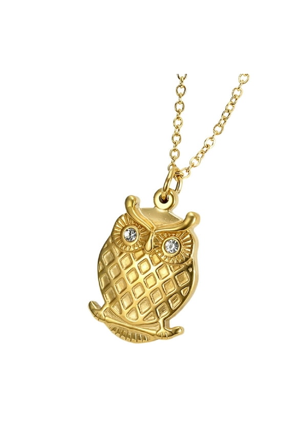 Gold Crystal Owl Pendant for Men Sparkly Owl Bird Necklace, Classic Owl Animal Necklace Vintage Owl Bird Necklace Men’s Lovely CZ Owl Jewelry Hip Hop Owl Charm Necklace