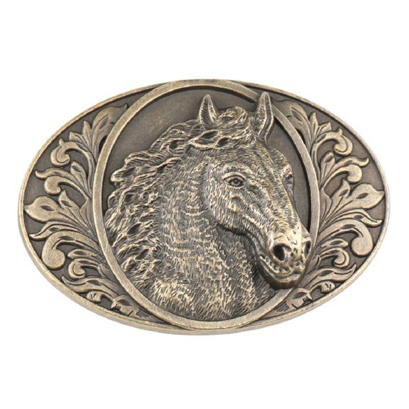 Fachoice Horse Head Oval Belt Buckle for Men Antique Horse Head Belt Buckle, Classic Horse Animal Western Belt Buckle
