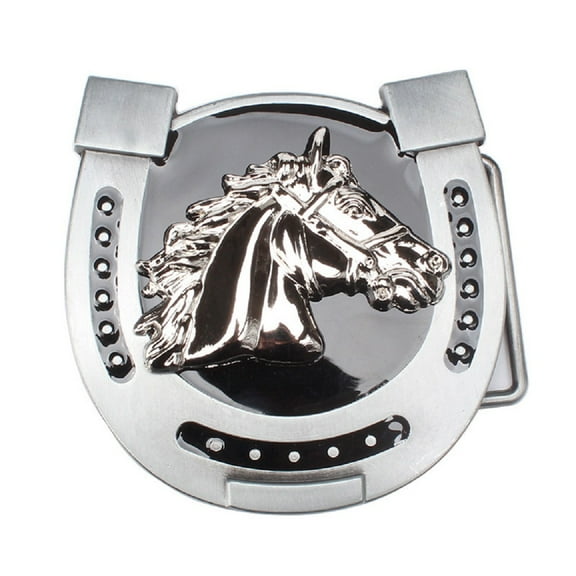 Fachoice Horseshoe Belt Buckle for Men Antique Horse Head Belt Buckle, Horse Head in Horseshoe Western Cowboy Belt Buckle
