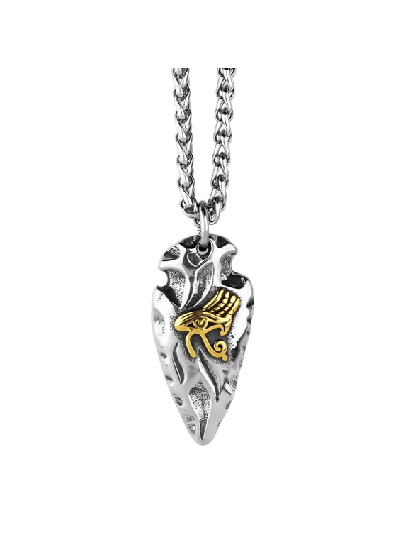 Horus Eye Arrow Pendant for Men Ancient Egyptian God Eye Necklace, Eye of Horus Spear Necklace Men’s Mystic Egypt Eye Protection Jewelry Powerful Horus Eye Arrowhead Charm Necklace