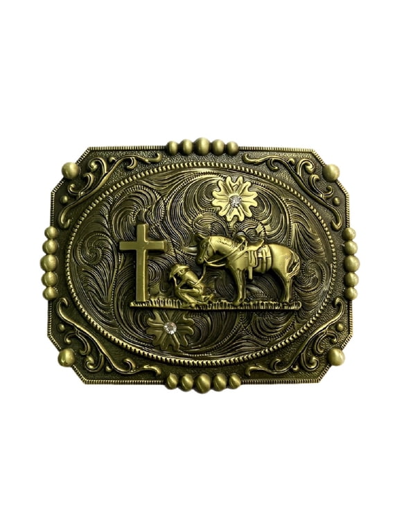 Kneeling Prayer Horse Belt Buckle for Men Cross Prayer Horse Belt Buckle, Horseman Cross Belt Buckle Celtic Horse Belt Buckle