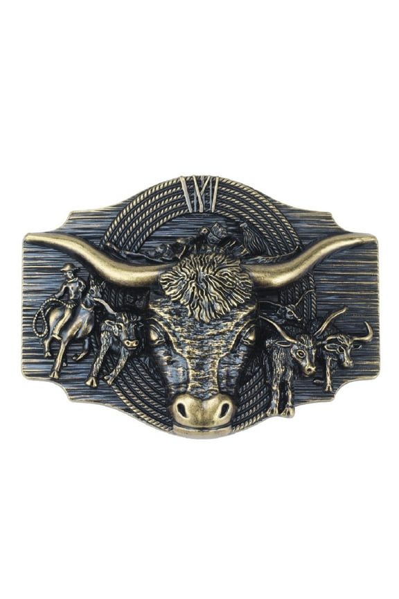 Longhorn Bull Head Belt Buckle for Men Bull Rider Cowboy Belt Buckle, Longhorn Cattle Belt Buckle Bull Riding Belt Buckle