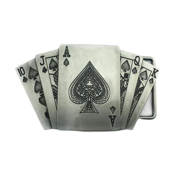 Fachoice Royal Flush Belt Buckle for Men Poker Cards Belt Buckle, Straight Flush Belt Buckle Playing Cards Belt Buckle Lucky Royal Flush Belt Buckle Men’s Ace Spade Poker Belt Buckle Jewelry