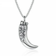 Fachoice Viking Wolf Tooth Pendant for Men Howling Wolf Head Tooth Necklace, Tribal Wolf Teeth Necklace Men s Wolf Tooth Fang Jewelry Powerful Wolf Totem Amulet Charm Necklace