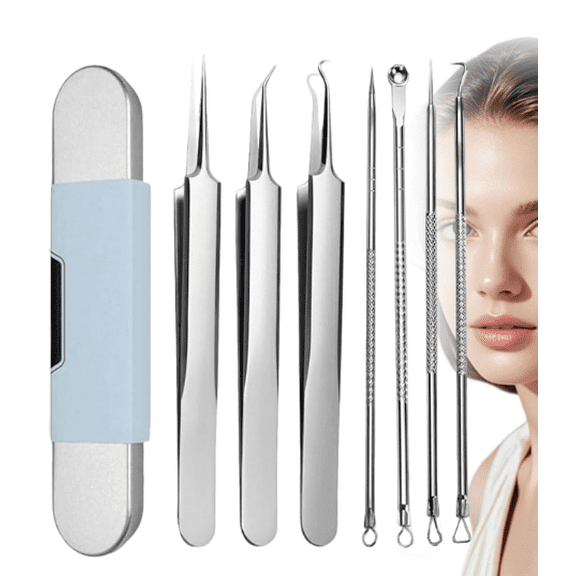 Facial Blackhead Removal Needle with Mirror and Storage Case Comedone Extractor Kit for Blemish and Whitehead Cleansing Suitable for All Types