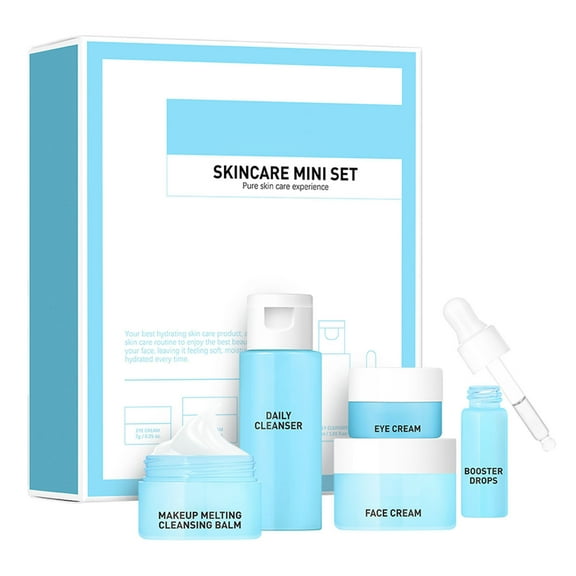 Facial Care Set, Collagen Skin Care Set, Travel Essentials Cleanser,Toner,Lotion,Eye Cream,Serum,Face Cream for Hydrating Skin,Vegan & Anti-Aging-Free Facial Gift Kit