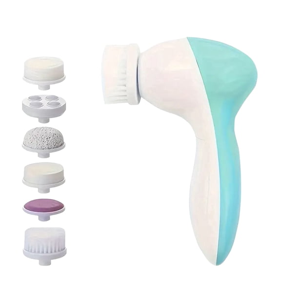 Facial Cleansing Brush,Adjustable 7-In-1 Electric Face Scrubber for Removing Blackheads,Face Brushes for Deep Cleansing,Rotating Facial Exfoliator Tool with 7 Brush Heads,2 Speeds,Green