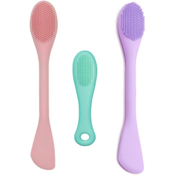 Facial Cleansing Brush Combo 3 count,Mask Applicator and Skincare Brush for Pore Cleansing,Manual Facial Cleansing for /Lip/Makeup Removal