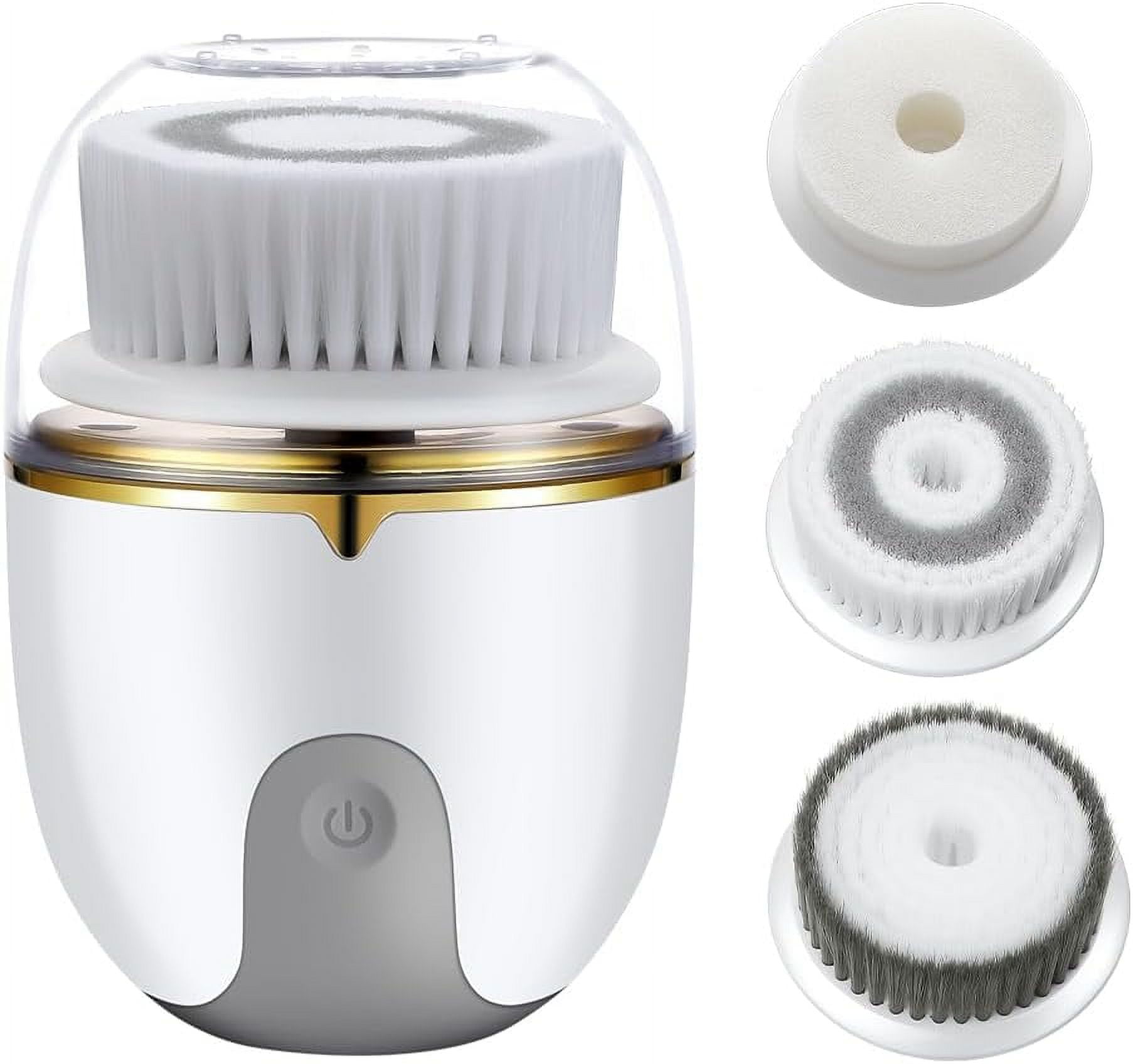 Facial Cleansing Brush Face Scrubber, Electric Waterproof Rechargeable Facial Exfoliating Spin Cleanser Device with 3 Cleanser Heads and 2 Speeds Adjustable