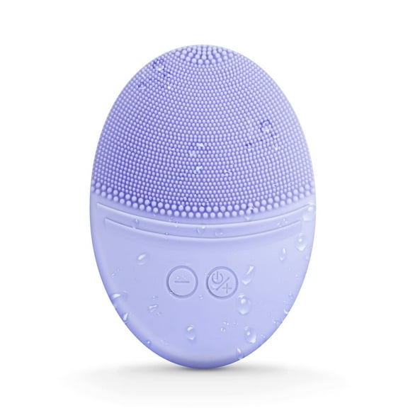 Facial Cleansing Brush Made with Ultra Hygienic Soft Silicone, Waterproof Sonic Vibrating Face Brush for Deep Cleansing, Gentle Massaging, Inductive Charging (Violet)1 Pack+5 Speed Settings